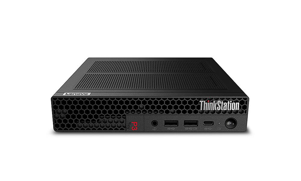 Back View: Lenovo - ThinkStation P3 Tiny Desktop - Intel Core i7-13700 - 16GB Memory - 512GB SSD - Black