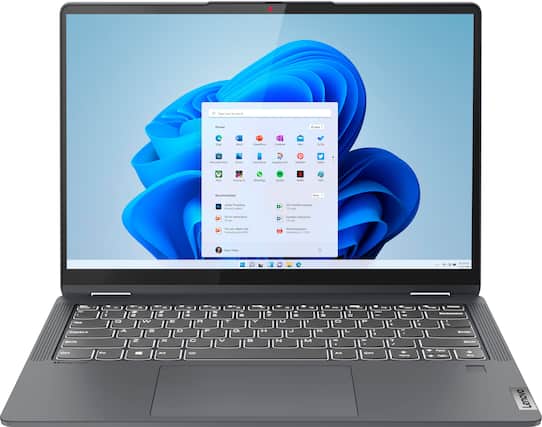 Front. Lenovo - Flex 5i 14" FHD Touchscreen 2-in-1 Laptop - Intel Core i3-1215U with 8GB Memory - Intel UHD Graphics - 256GB SSD - Storm Grey.