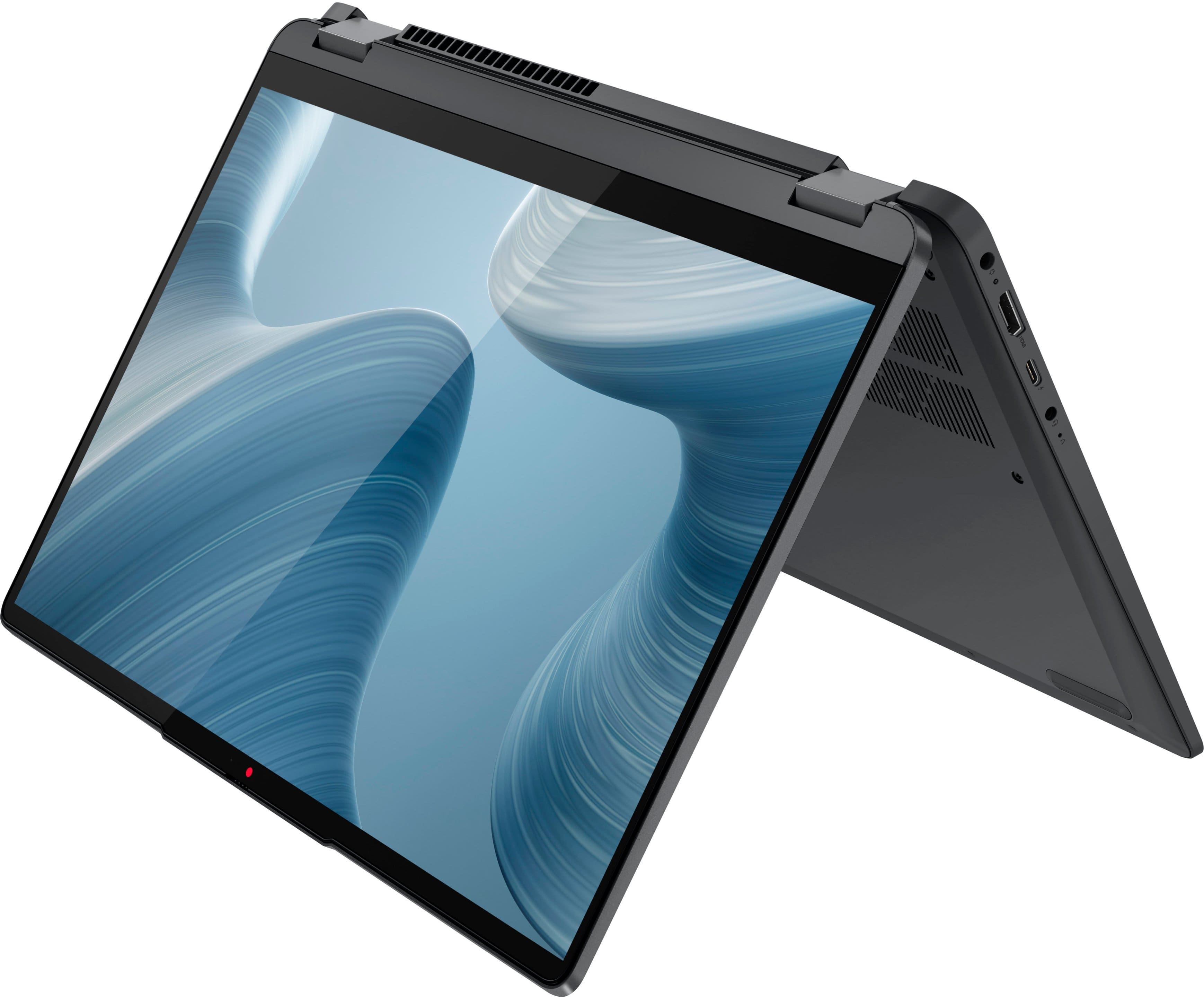 Left. Lenovo - Flex 5i 14" FHD Touchscreen 2-in-1 Laptop - Intel Core i3-1215U with 8GB Memory - Intel UHD Graphics - 256GB SSD - Storm Grey.