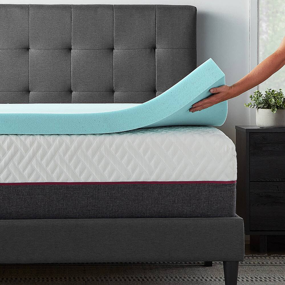 Lucid Comfort Collection 4" Gel Memory Foam Topper, Twin Blue
