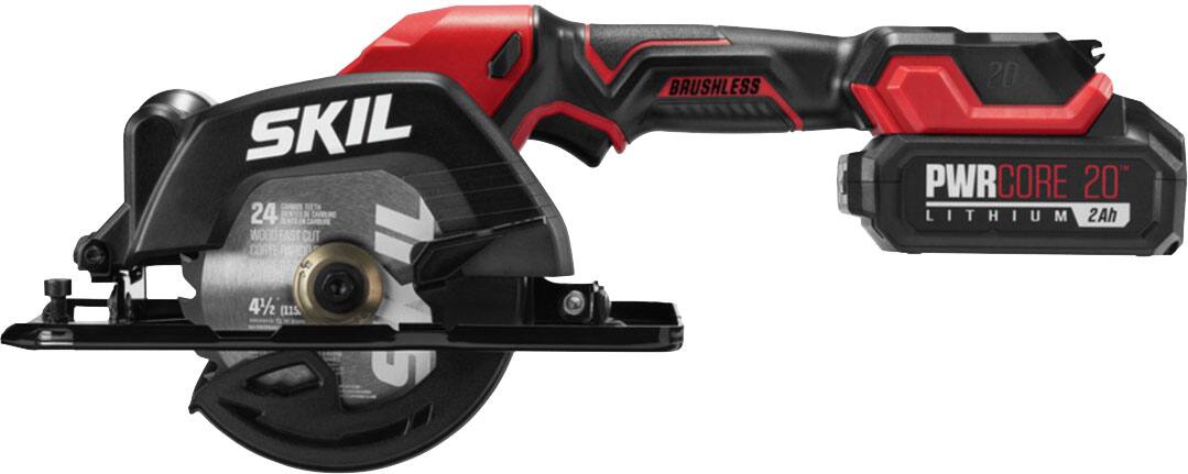 Angle. Skil - SKIL PWR CORE 20 Brushless 4-1/2 IN Comp Circ Saw Kit - Black/Red.