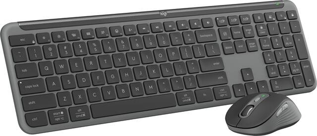 Logitech - MK955 Signature Slim Full-size Wireless Keyboard and Mouse Combo for Windows and Mac with Quiet Typing and Clicking - Graphite