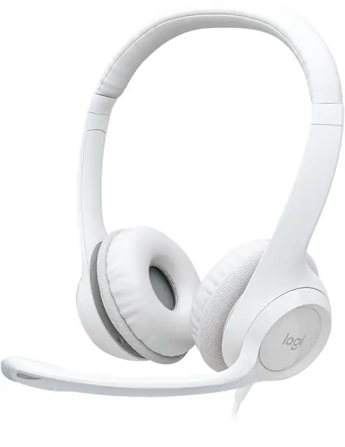 Logitech H390 Wired USB On Ear Stereo Headphones Off White 981 001285 Best Buy