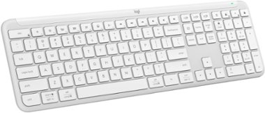 Logitech - K950 Signature Slim Full-size Wireless Keyboard for Windows and Mac with Quiet Typing - Off-White - Front_Zoom
