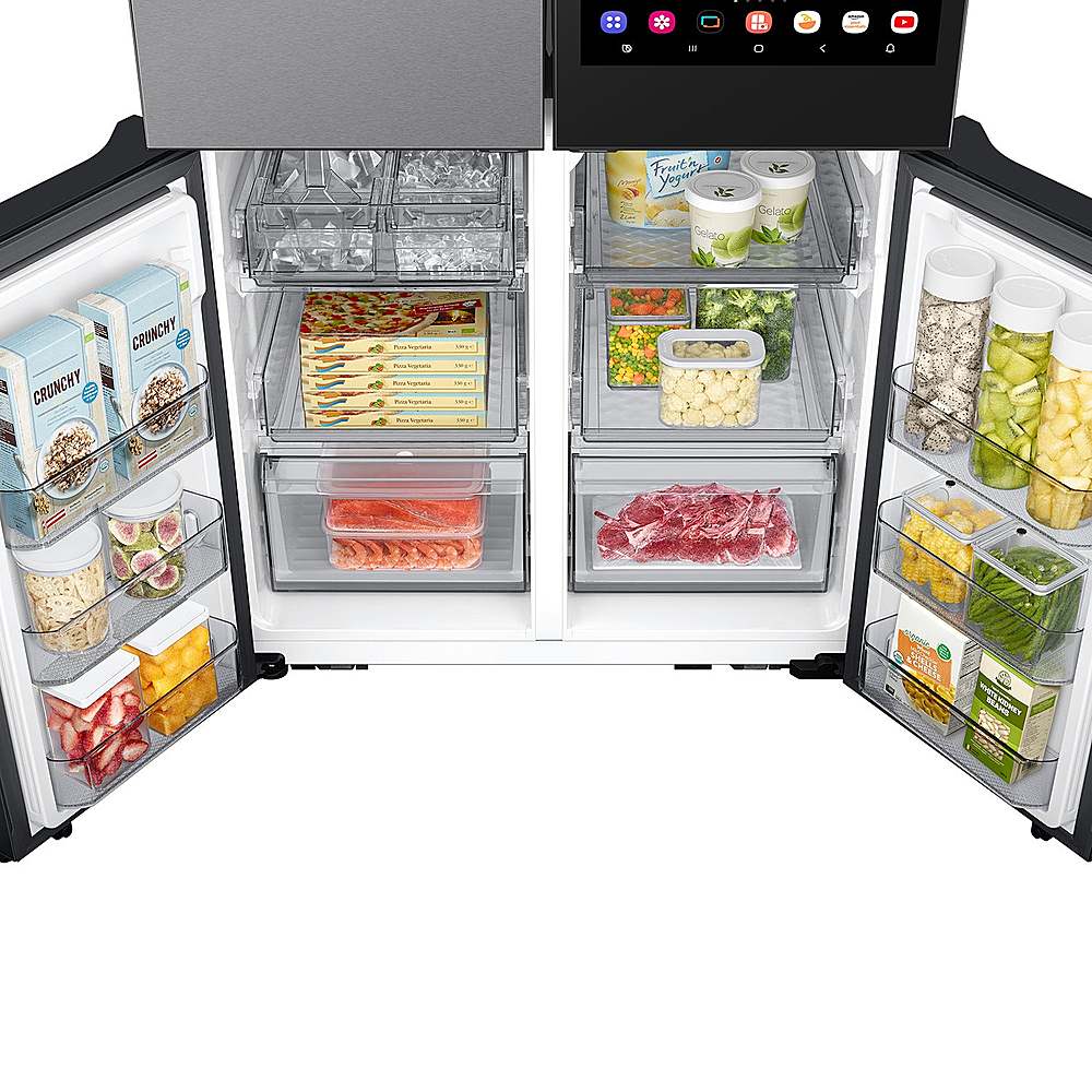 Alt View 20. Samsung - Bespoke 29 Cu. Ft. 4-Door Flex French Door Smart Refrigerator with AI Family Hub+ and AI Vision Inside - Stainless Steel.