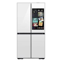 Samsung - Bespoke 23 Cu. Ft. 4-Door Flex French Door Counter Depth Refrigerator with AI Family Hub+ and AI Vision Inside - White Glass - Front_Zoom