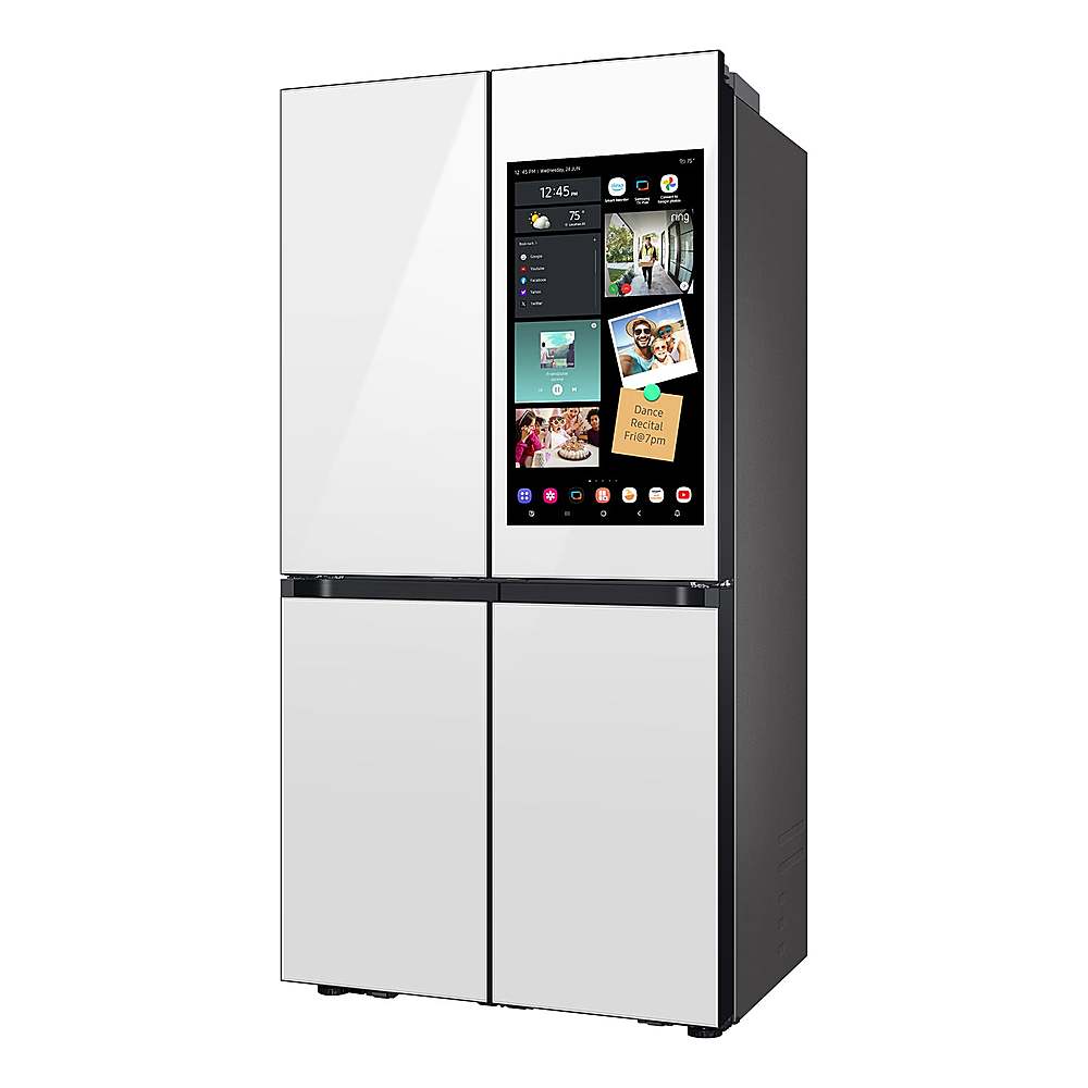 Alt View 17. Samsung - Bespoke 23 Cu. Ft. 4-Door Flex French Door Counter Depth Refrigerator with AI Family Hub+ and AI Vision Inside - White Glass.