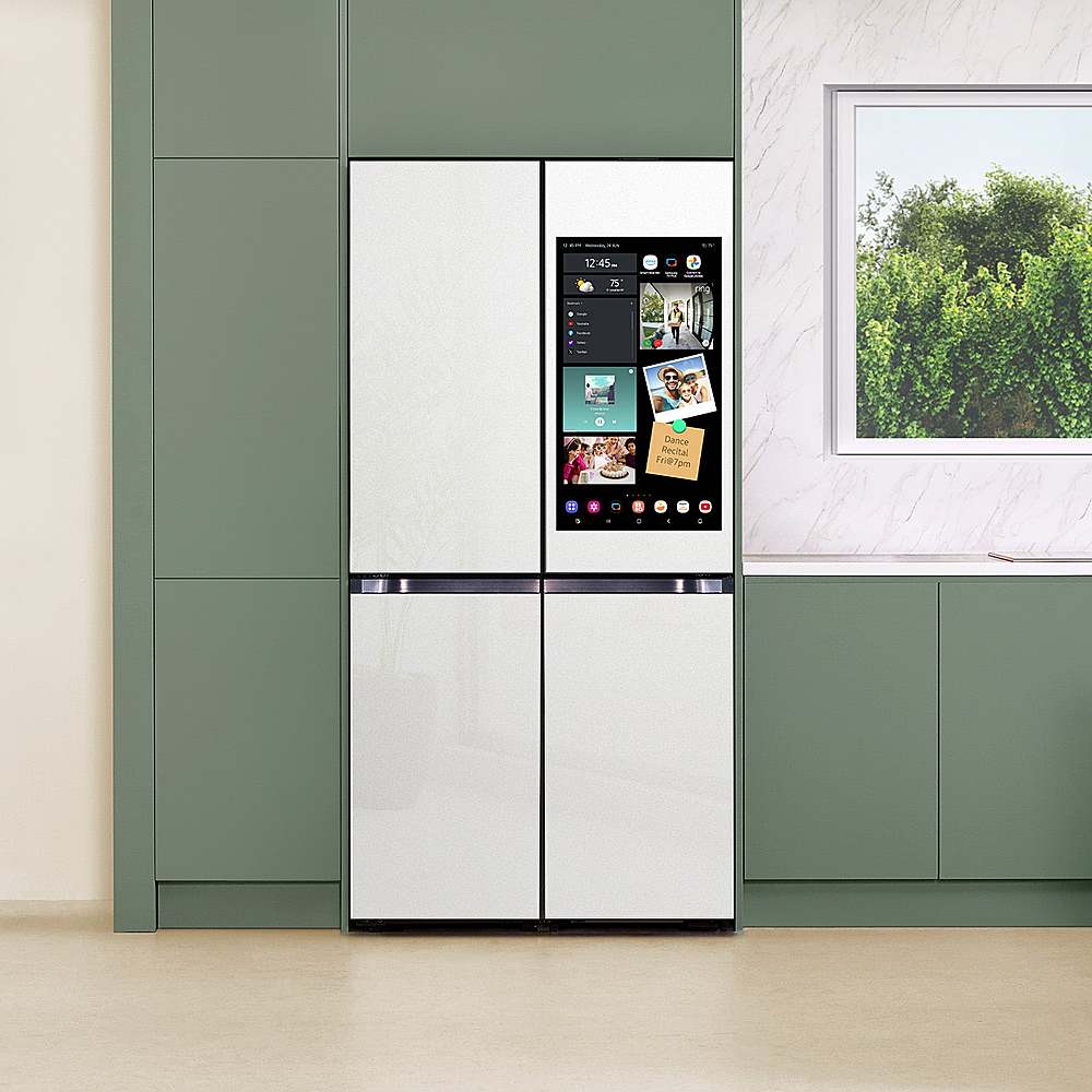 Alt View 30. Samsung - Bespoke 23 Cu. Ft. 4-Door Flex French Door Counter Depth Refrigerator with AI Family Hub+ and AI Vision Inside - White Glass.