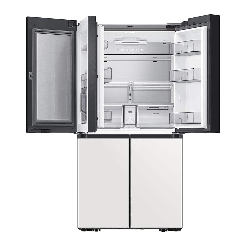 Alt View 14. Samsung - Bespoke 23 Cu. Ft. 4-Door Flex French Door Counter Depth Refrigerator with Beverage Center - White Glass.