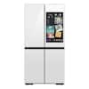 Front. Samsung - Bespoke 29 Cu. Ft. 4-Door Flex French Door Smart Refrigerator with AI Family Hub+ and AI Vision Inside - White Glass.