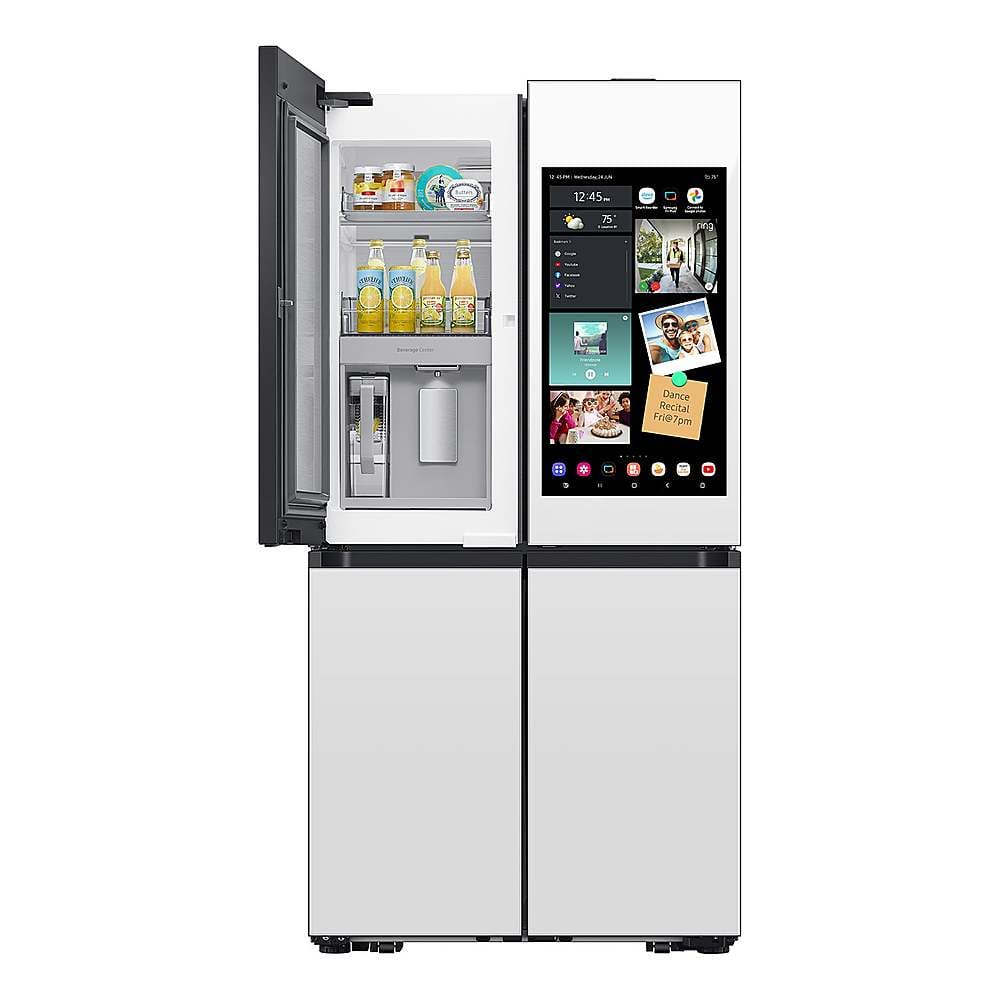 Alt View 11. Samsung - Bespoke 29 Cu. Ft. 4-Door Flex French Door Smart Refrigerator with AI Family Hub+ and AI Vision Inside - White Glass.