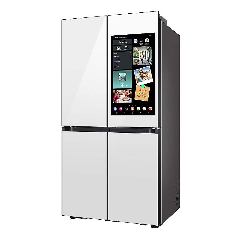 Alt View 17. Samsung - Bespoke 29 Cu. Ft. 4-Door Flex French Door Smart Refrigerator with AI Family Hub+ and AI Vision Inside - White Glass.