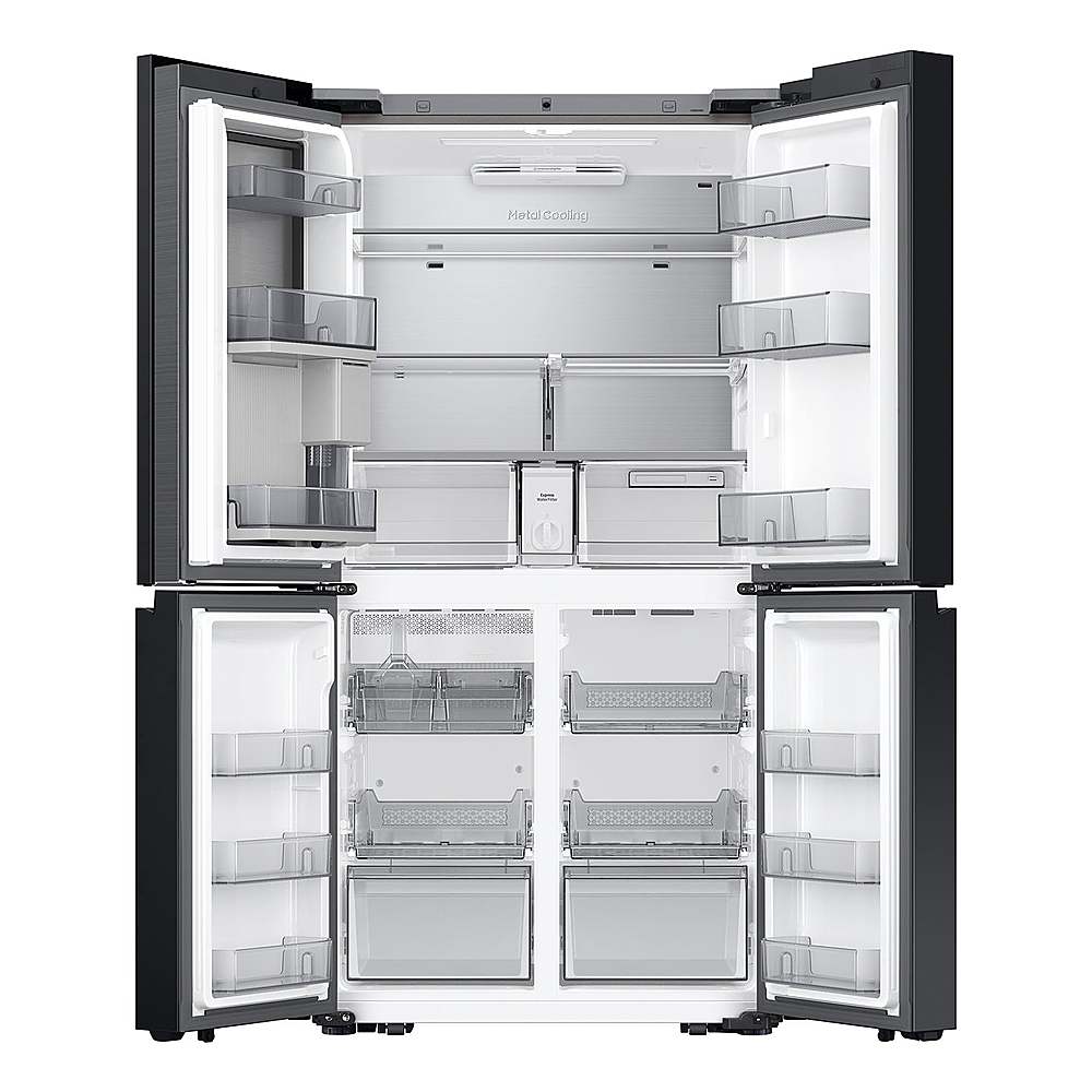 Alt View 18. Samsung - Bespoke 29 Cu. Ft. 4-Door Flex French Door Smart Refrigerator with AI Family Hub+ and AI Vision Inside - White Glass.