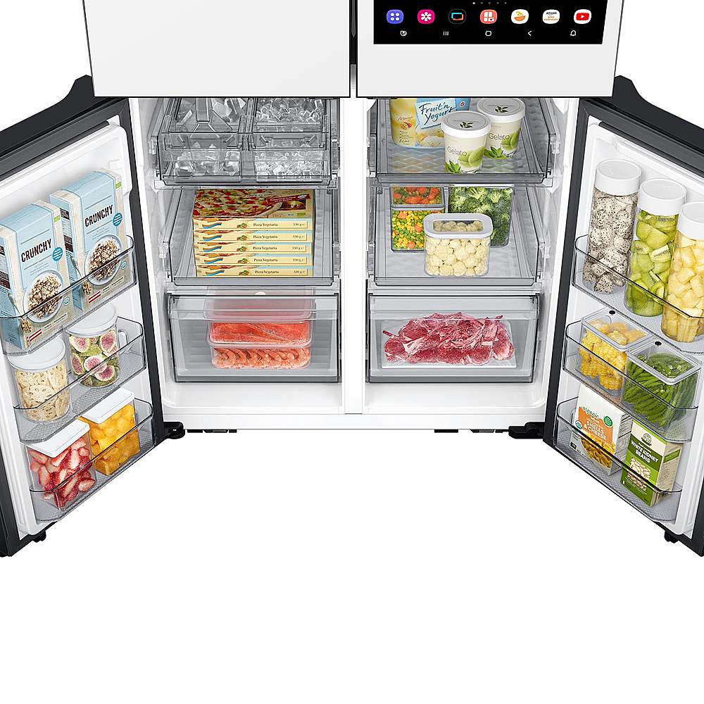 Alt View 20. Samsung - Bespoke 29 Cu. Ft. 4-Door Flex French Door Smart Refrigerator with AI Family Hub+ and AI Vision Inside - White Glass.