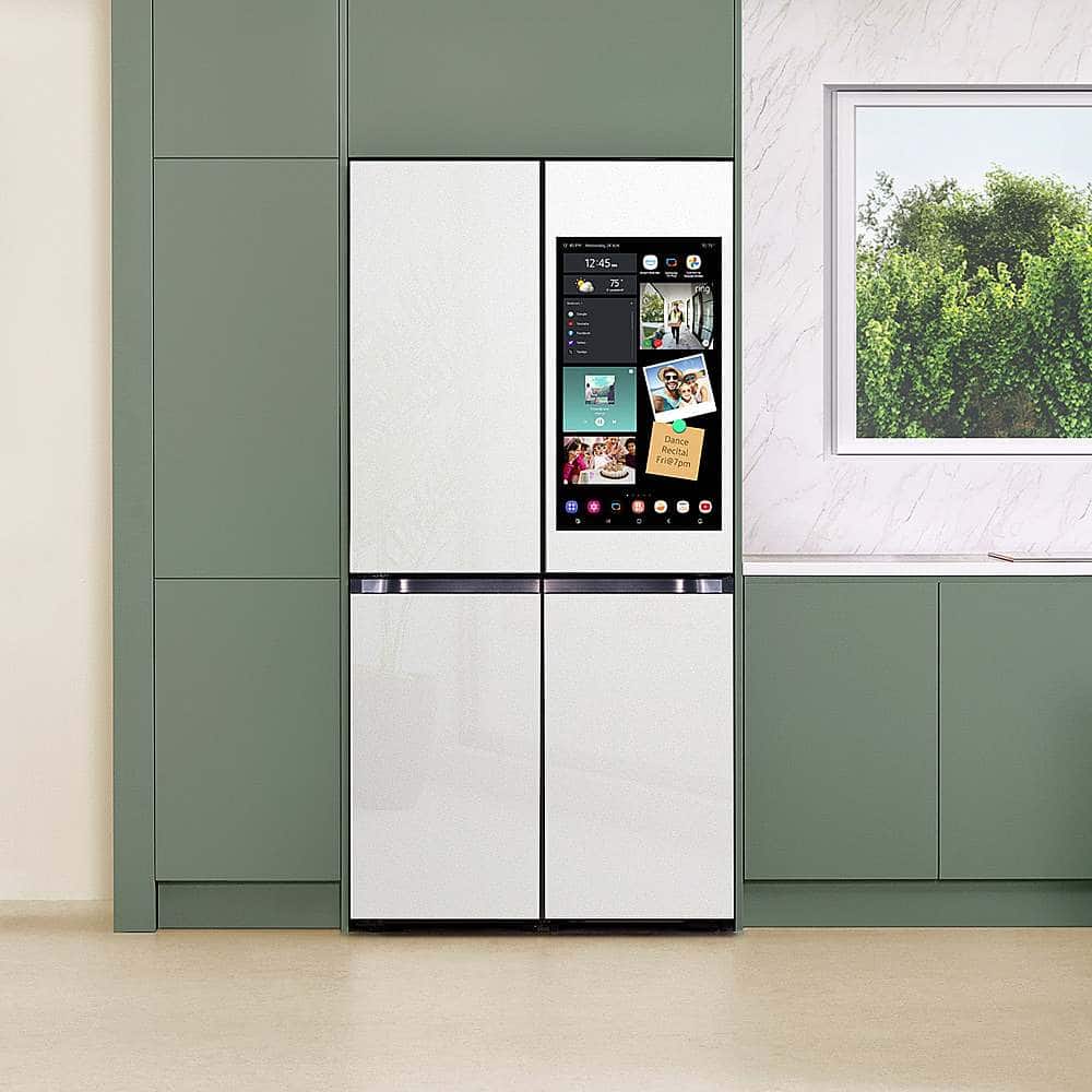 Alt View 30. Samsung - Bespoke 29 Cu. Ft. 4-Door Flex French Door Smart Refrigerator with AI Family Hub+ and AI Vision Inside - White Glass.