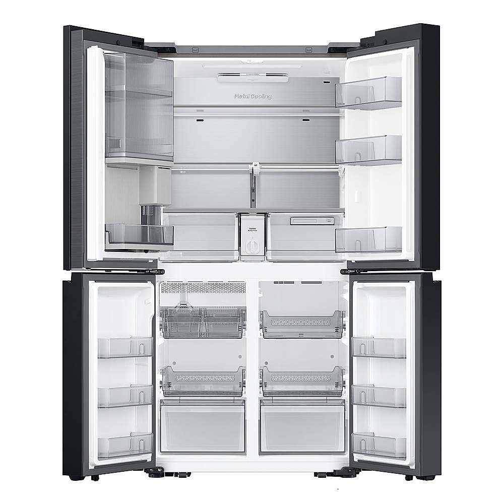 Alt View 17. Samsung - Bespoke 23 Cu. Ft. 4-Door Flex French Door Counter Depth Refrigerator with Beverage Zone and Auto Open Door - White Glass.