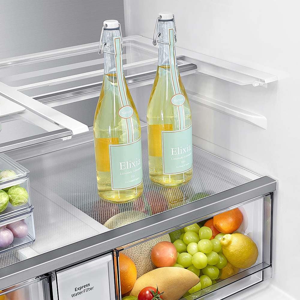 Alt View 22. Samsung - Bespoke 23 Cu. Ft. 4-Door Flex French Door Counter Depth Refrigerator with Beverage Zone and Auto Open Door - White Glass.