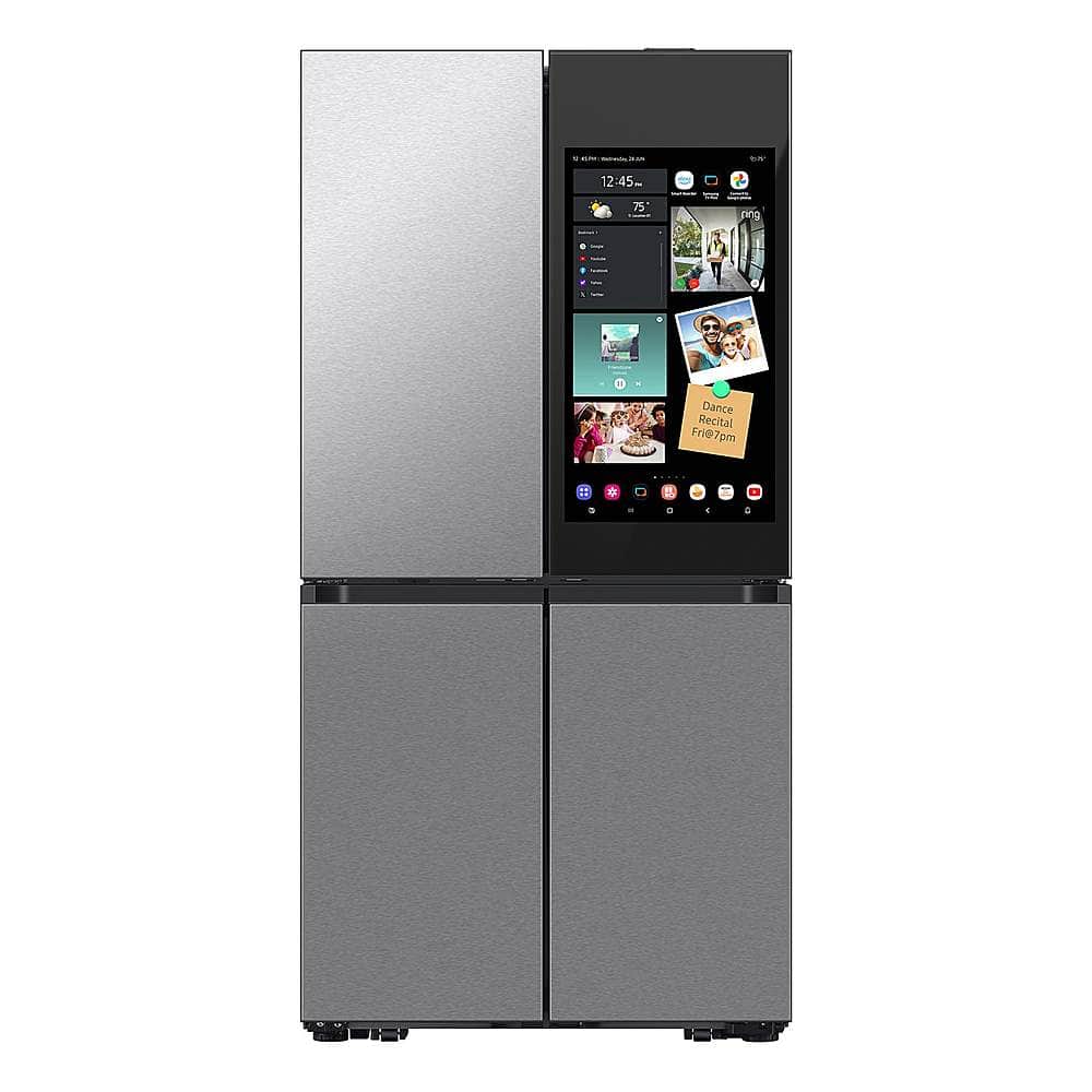 Samsung - Bespoke 23 Cu. Ft. 4-Door Flex French Door Counter Depth Refrigerator with AI Family Hub+ - Stainless Steel - Front_Zoom
