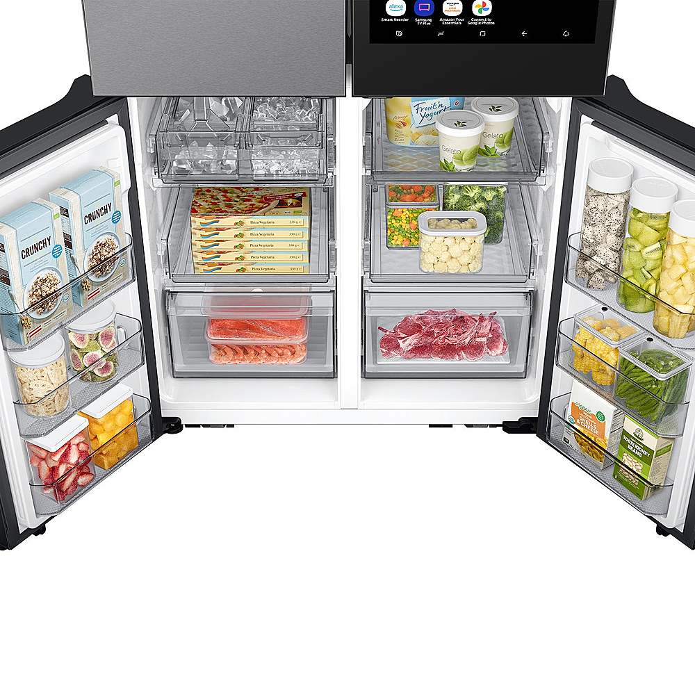 Alt View 20. Samsung - Bespoke 23 Cu. Ft. 4-Door Flex French Door Counter Depth Refrigerator with AI Family Hub+ and AI Vision Inside - Stainless Steel.