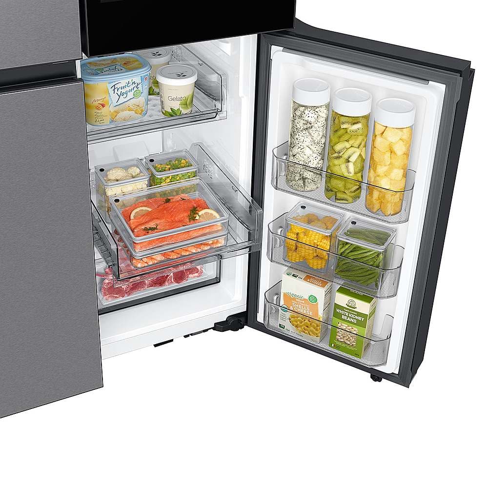 Alt View 21. Samsung - Bespoke 23 Cu. Ft. 4-Door Flex French Door Counter Depth Refrigerator with AI Family Hub+ and AI Vision Inside - Stainless Steel.