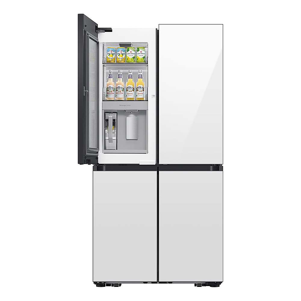 Alt View 11. Samsung - Bespoke 29 Cu. Ft. 4-Door Flex French Door Refrigerator with Beverage Zone and Auto Open Door - White Glass.
