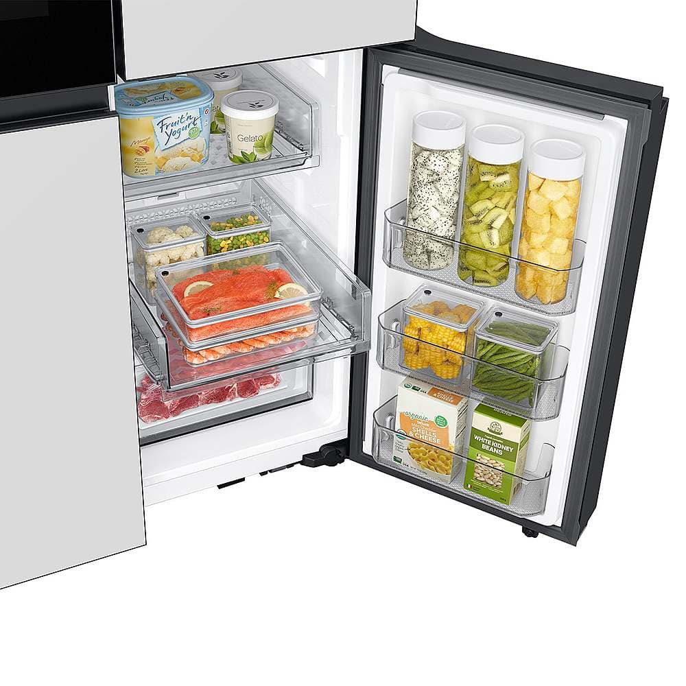 Alt View 20. Samsung - Bespoke 29 Cu. Ft. 4-Door Flex French Door Refrigerator with Beverage Zone and Auto Open Door - White Glass.