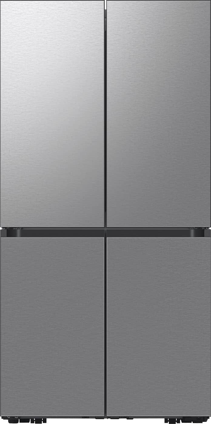 Front. Samsung - Bespoke 29 Cu. Ft. 4-Door Flex French Door Refrigerator with Beverage Center - Stainless Steel.