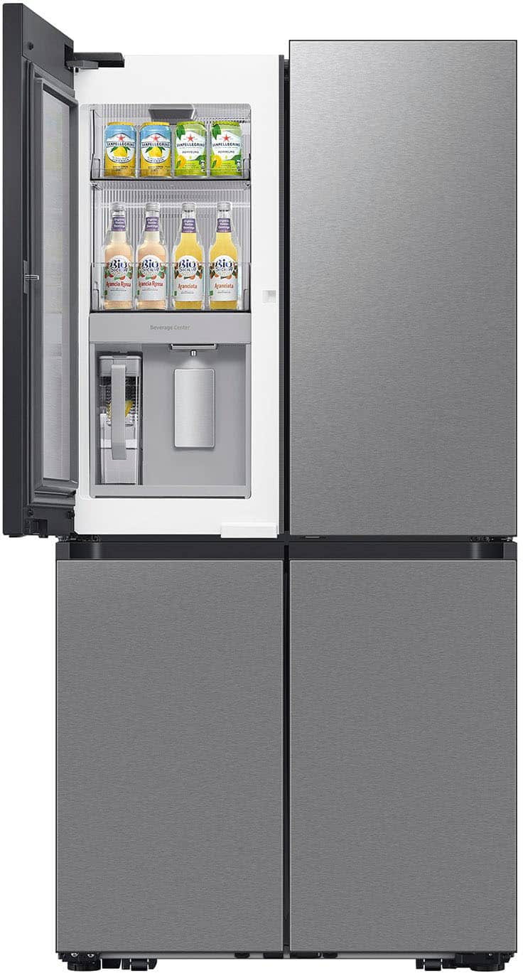 Alt View 11. Samsung - Bespoke 23 Cu. Ft. 4-Door Flex French Door Counter Depth Refrigerator with Beverage Zone and Auto Open Door - Stainless Steel.