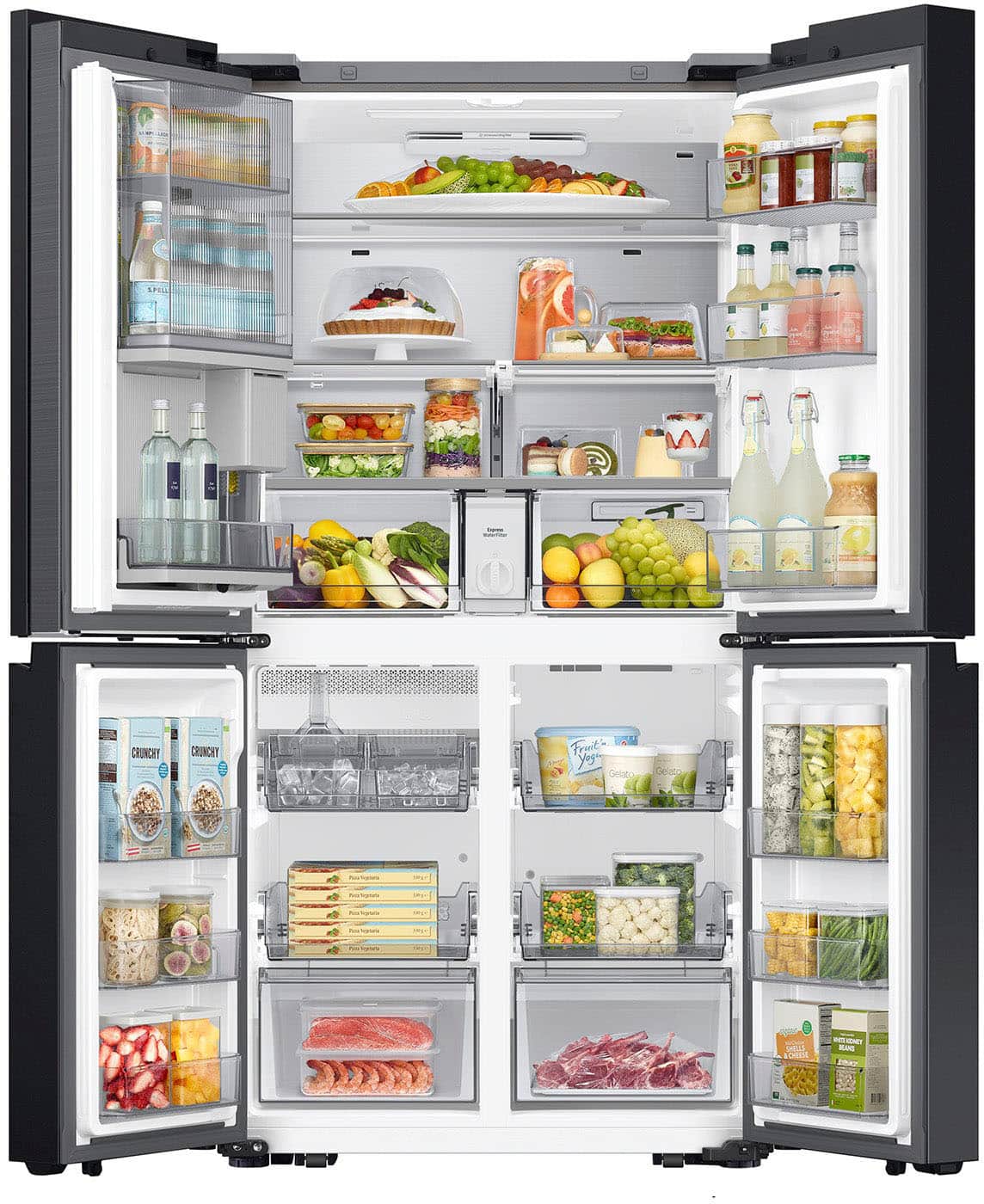 Alt View 18. Samsung - Bespoke 23 Cu. Ft. 4-Door Flex French Door Counter Depth Refrigerator with Beverage Zone and Auto Open Door - Stainless Steel.