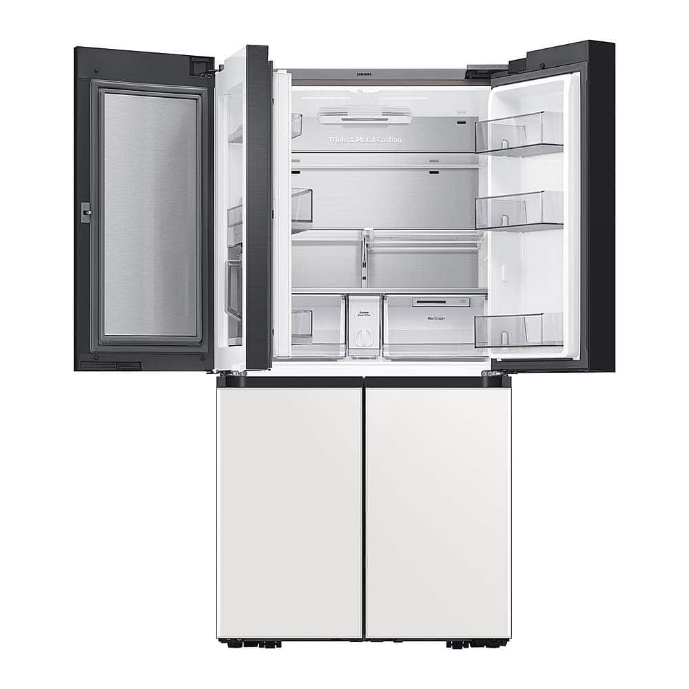 Alt View 15. Samsung - Bespoke 29 Cu. Ft. 4-Door Flex French Door Refrigerator with Beverage Center - White Glass.