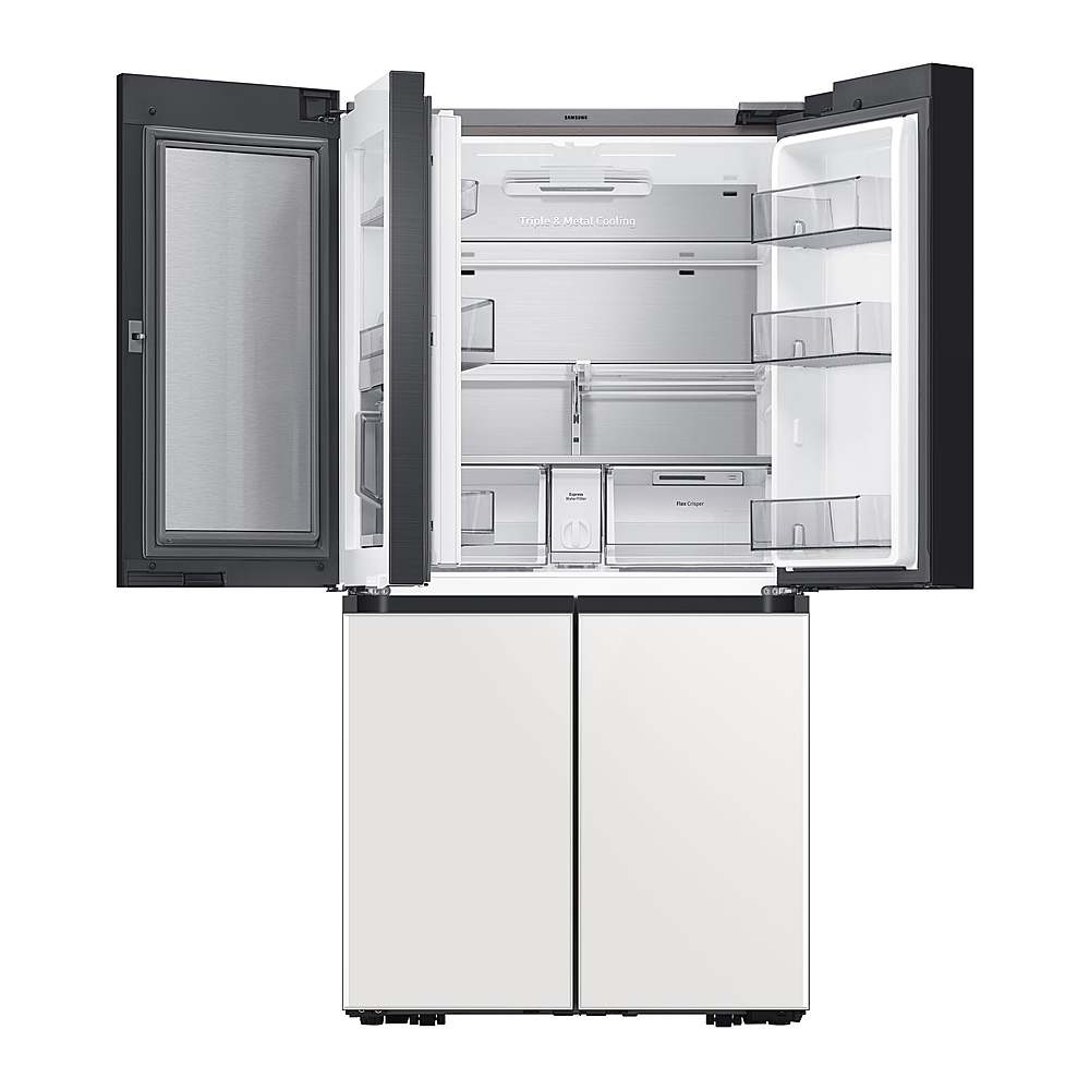 Alt View 15. Samsung - Bespoke 29 Cu. Ft. 4-Door Flex French Door Refrigerator with Beverage Center - White Glass.
