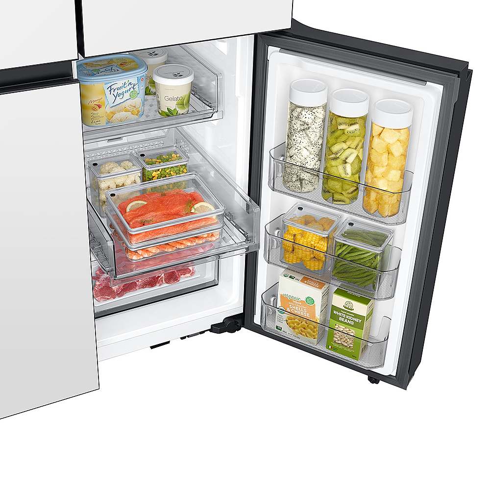 Alt View 22. Samsung - Bespoke 29 Cu. Ft. 4-Door Flex French Door Refrigerator with Beverage Center - White Glass.