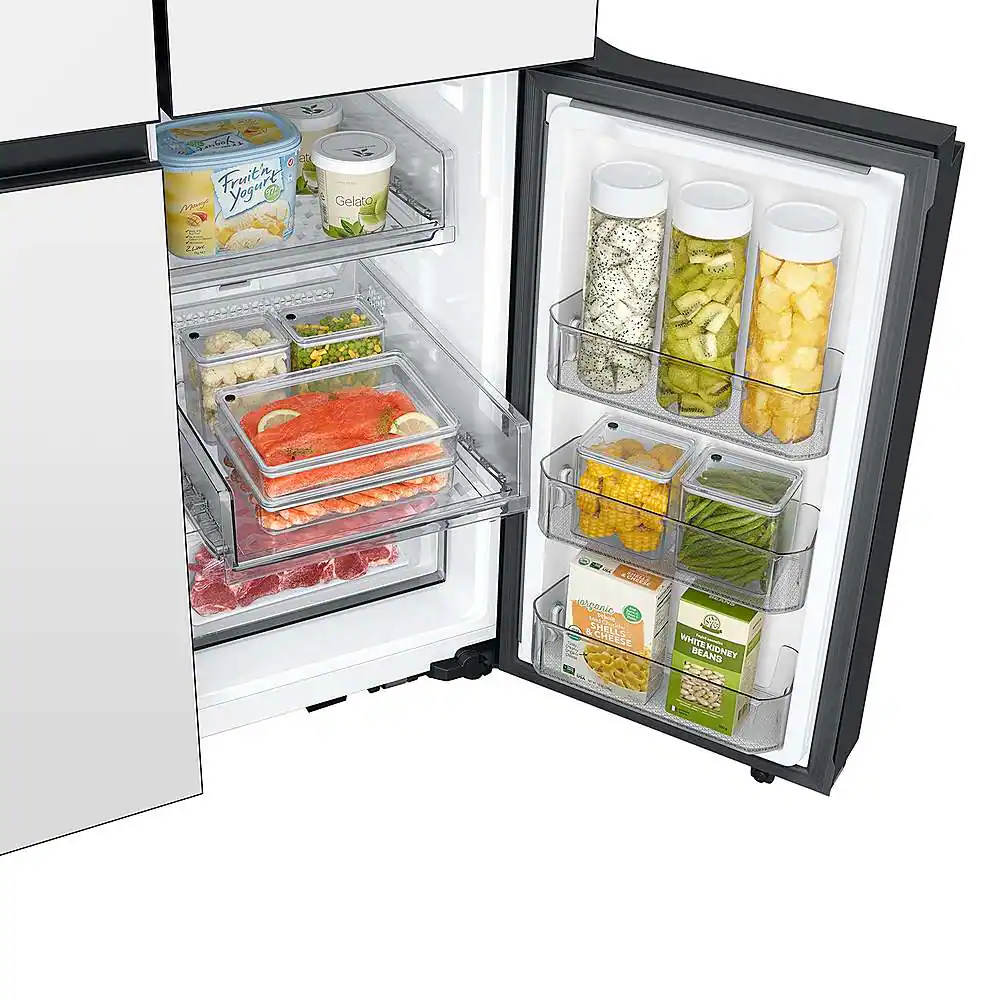 Alt View 22. Samsung - Bespoke 29 Cu. Ft. 4-Door Flex French Door Refrigerator with Beverage Center - White Glass.