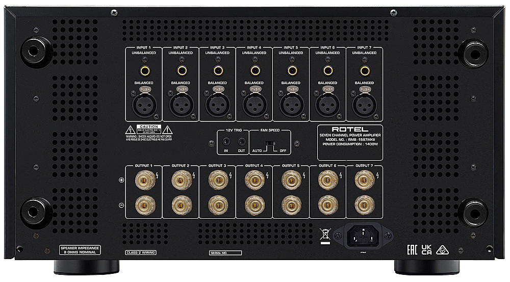 Back View: Rotel - RMB-1587 MKII 250W 7-Ch Multi-Channel Amplifier - Black