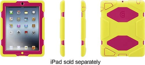 Front Standard. Griffin Technology - Survivor Case for Apple® iPad® 2nd-, 3rd- and 4th-Generation - Pink/Citron.