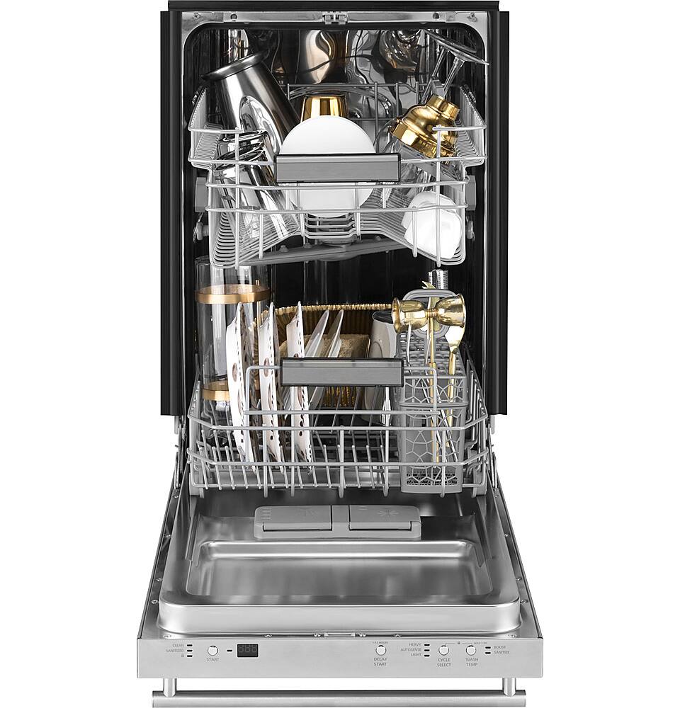 Alt View 1. GE - 18" Compact Top Control Built-In Stainless Steel Tub Dishwasher with Piranha Hard Food Disposer and 47 dBA - Custom Panel Ready.