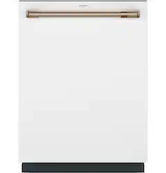 Café - 24" Top Control Smart Built-In Stainless Steel Tub Dishwasher with 3rd Rack, LED Lighting and 39 dBA - Matte White - Front_Zoom