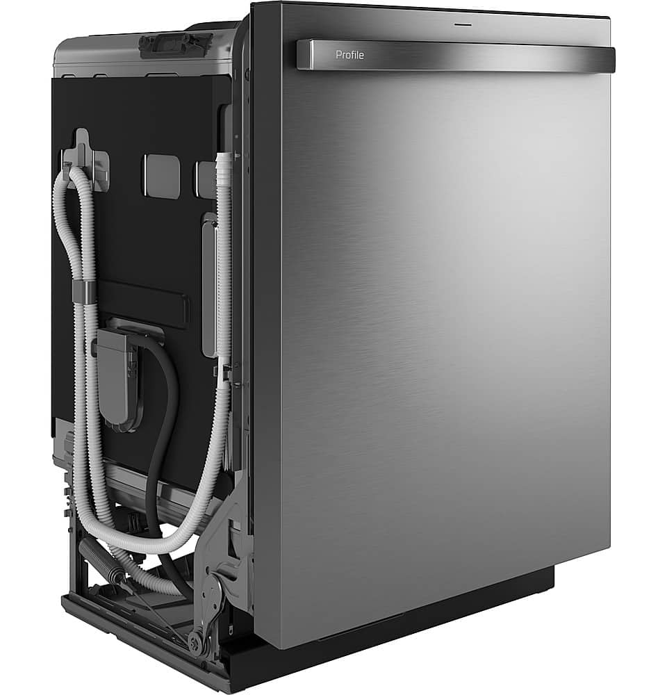 Angle. GE Profile - Top Control Smart Built-In Stainless Steel Tub Dishwasher with 3rd Rack, Dedicated Jet Targeted Wash and 39 dBA - Stainless Steel.