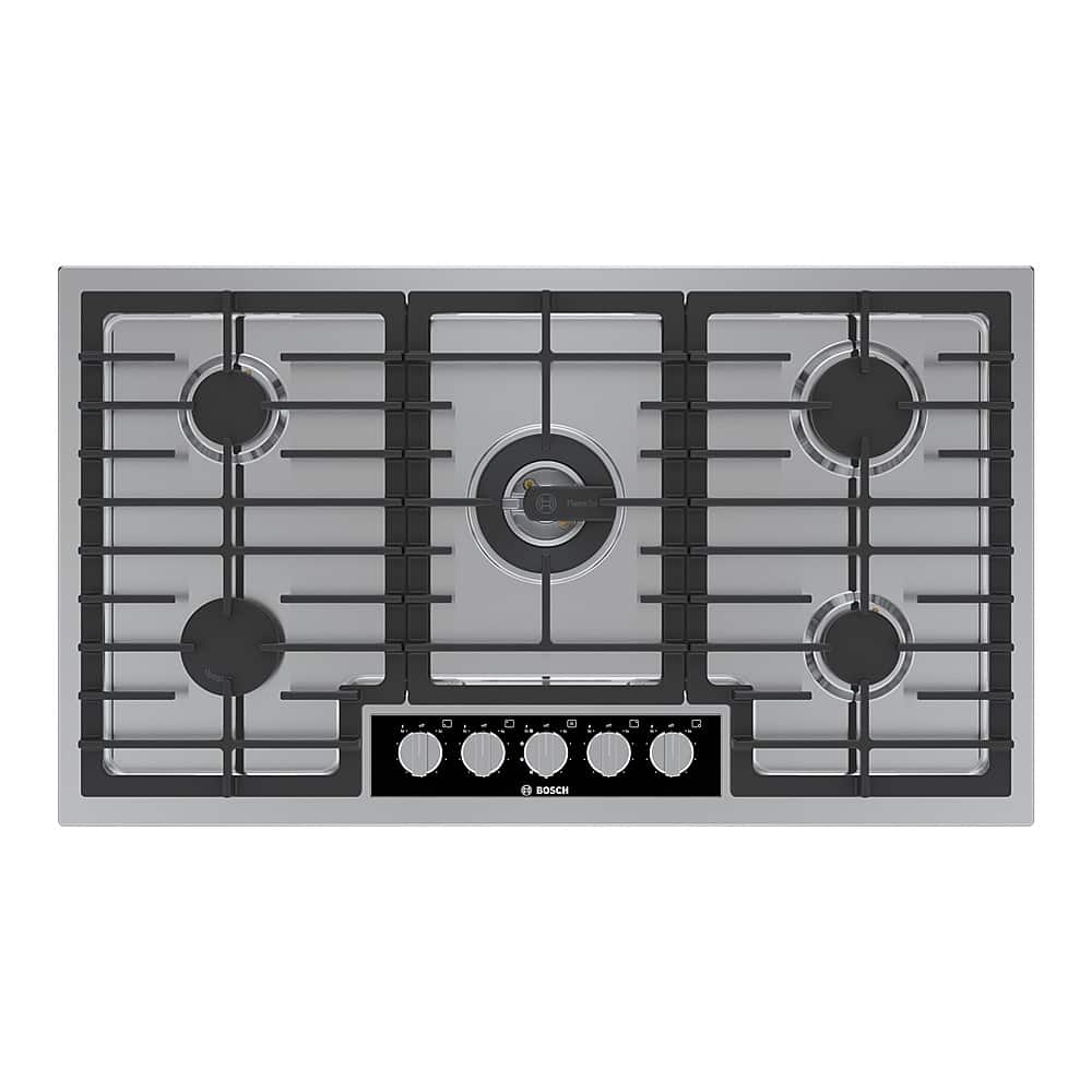 Front. Bosch - Benchmark Series 36" Built-In Gas Cooktop with 5 burners with FlameSelect - Stainless Steel.