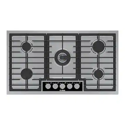 Front. Bosch - Benchmark Series 36" Built-In Gas Cooktop with 5 burners with FlameSelect - Stainless Steel.