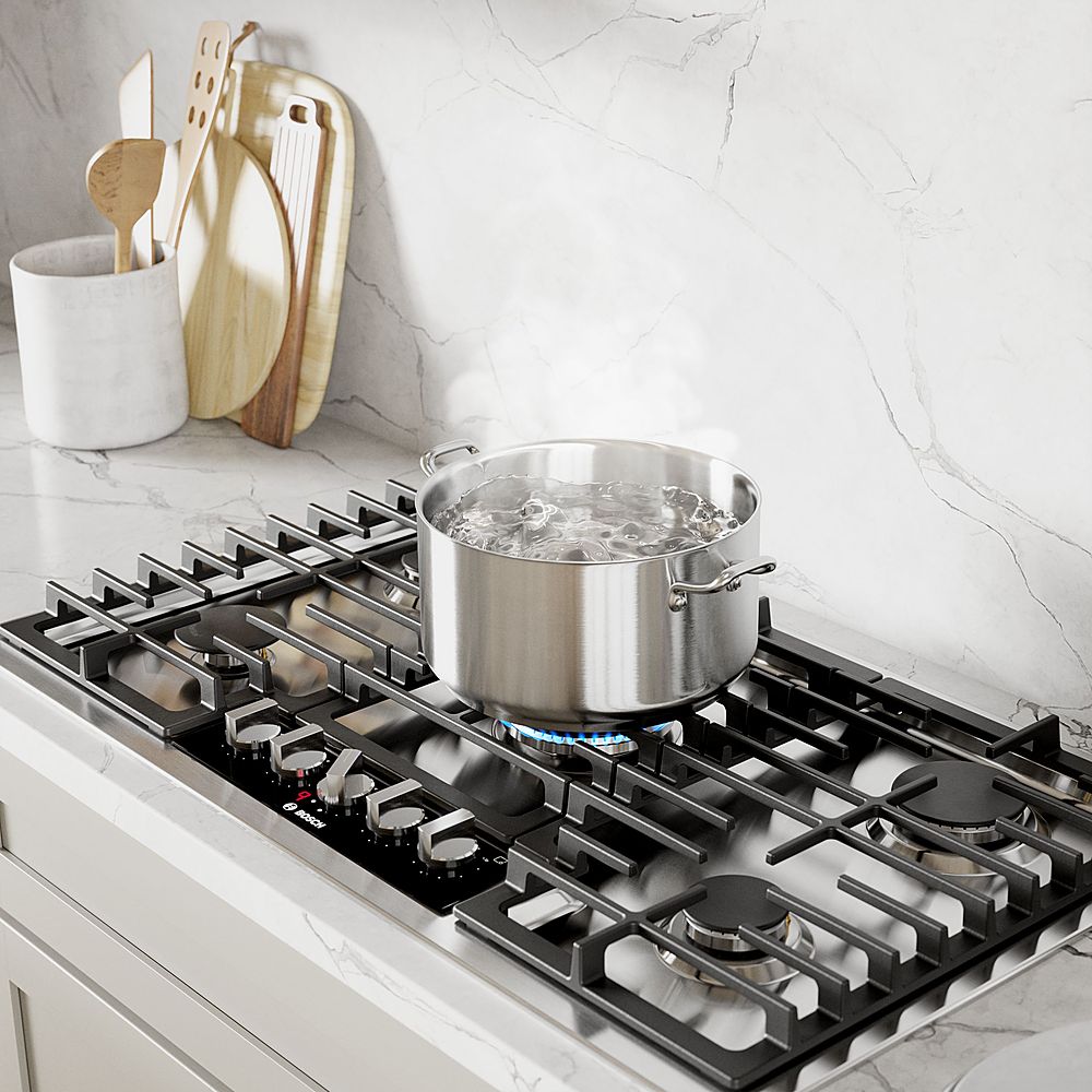 Alt View 14. Bosch - Benchmark Series 36" Built-In Gas Cooktop with 5 burners with FlameSelect - Stainless Steel.