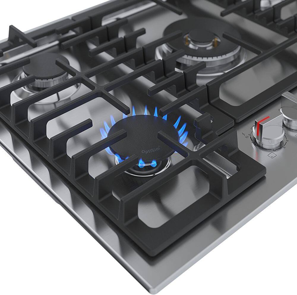 Alt View 12. Bosch - 800 Series 30" Built-In Gas Cooktop with 5 burners with FlameSelect - Stainless Steel.