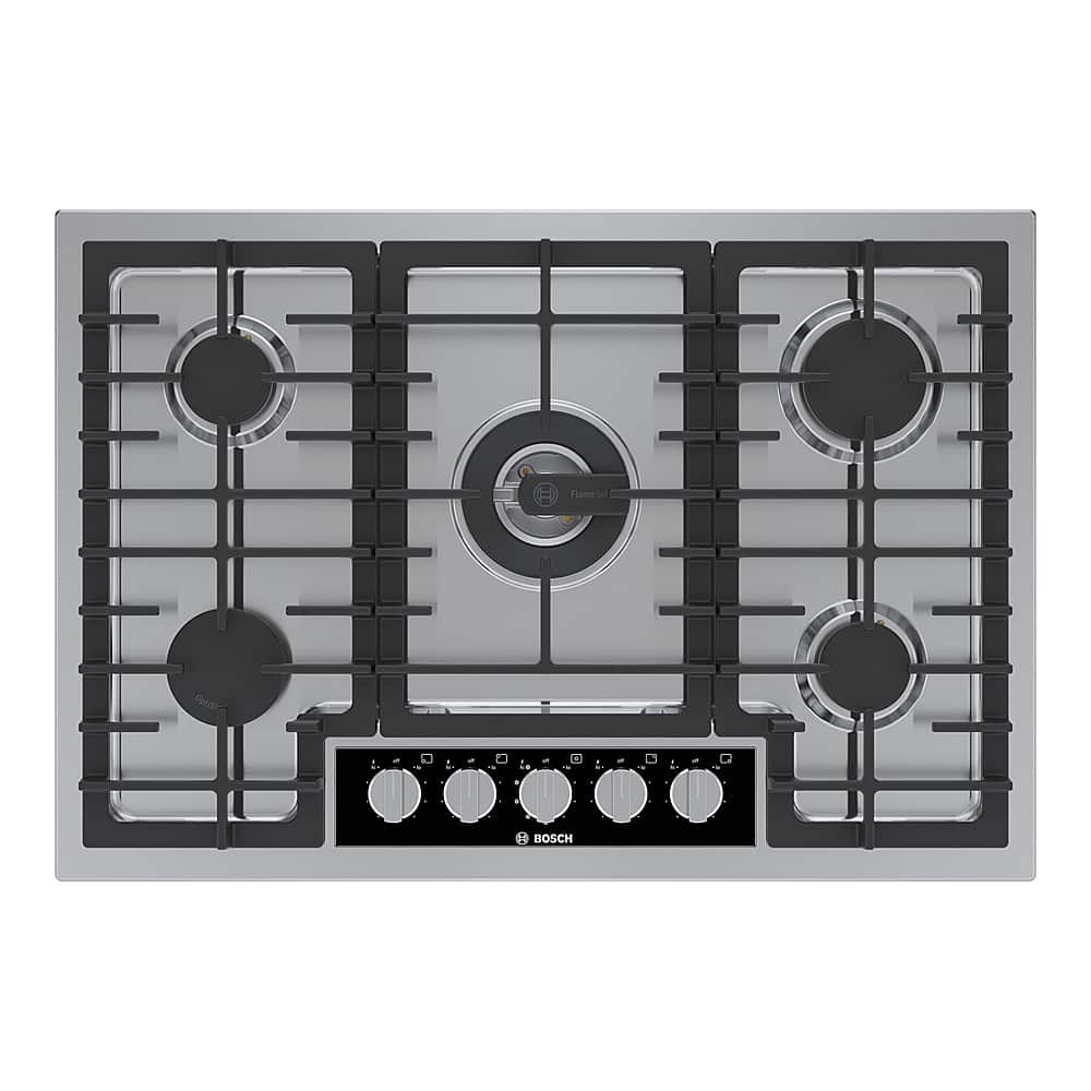 Front. Bosch - Benchmark Series 30" Built-In Gas Cooktop with 5 burners with FlameSelect - Stainless Steel.