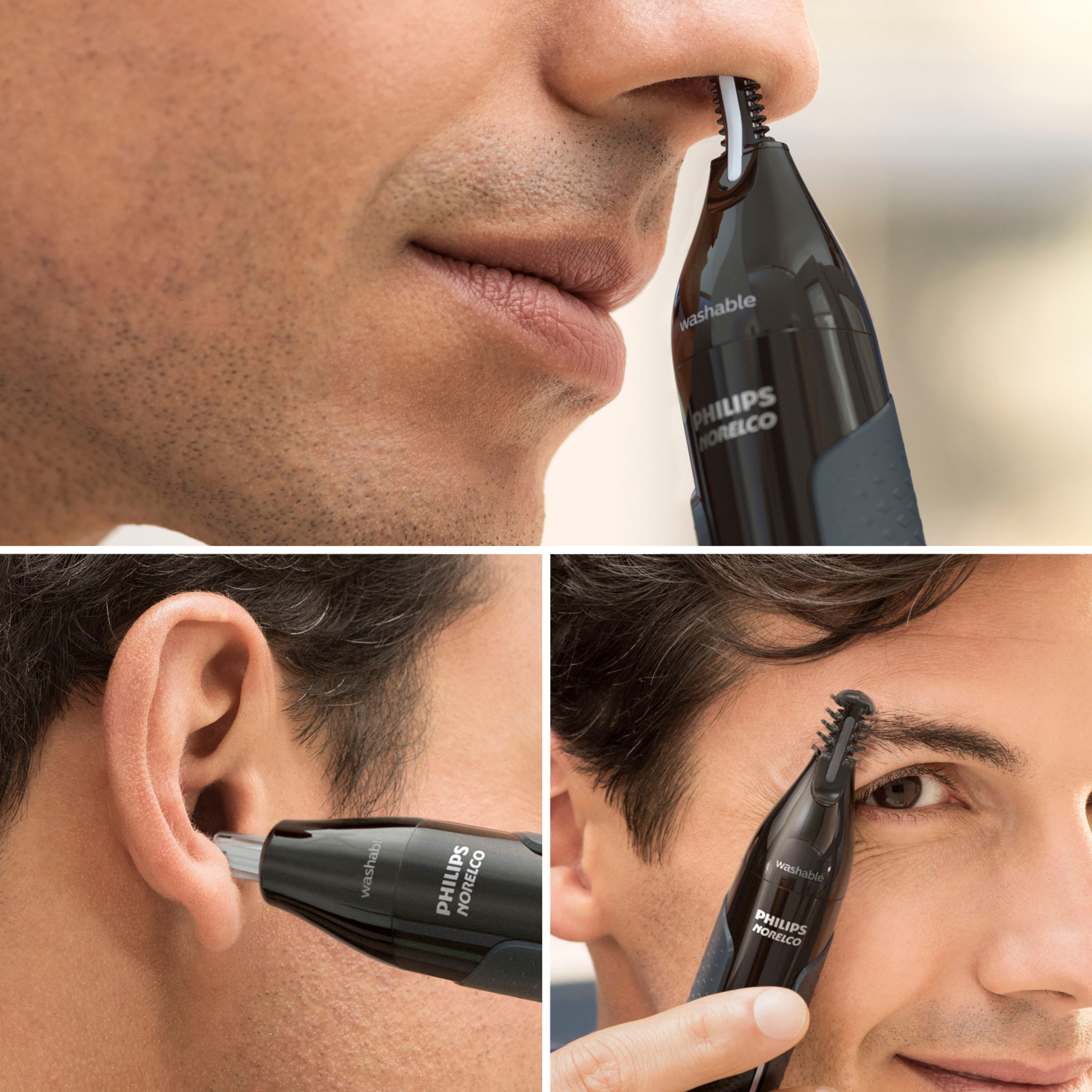 Left View: Philips Norelco Nose Trimmer 3000, for Nose, Ears Eyebrows, NT3600/62 - Black