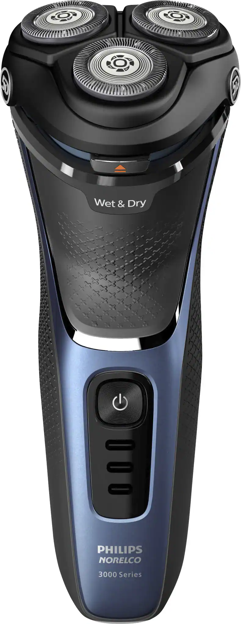 Angle. Philips Norelco - Philips Norelco Shaver 3600, Rechargeable Wet & Dry electric shaver with Pop-Up Trimmer and Storage Pouch - Storm Blue.