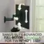 The image features a large flat screen TV mounted on the wall, with a Sanus Elite Advanced Full-Motion 4D+Shift TV mount. The TV is positioned in front of a window, and there is a potted plant nearby. The TV is described as a 4D+Shift mount, which suggests that it offers advanced features and adjustability for a better viewing experience. The mount is designed to support TVs ranging from 19" to 42" in size and up to 40 lbs in weight.