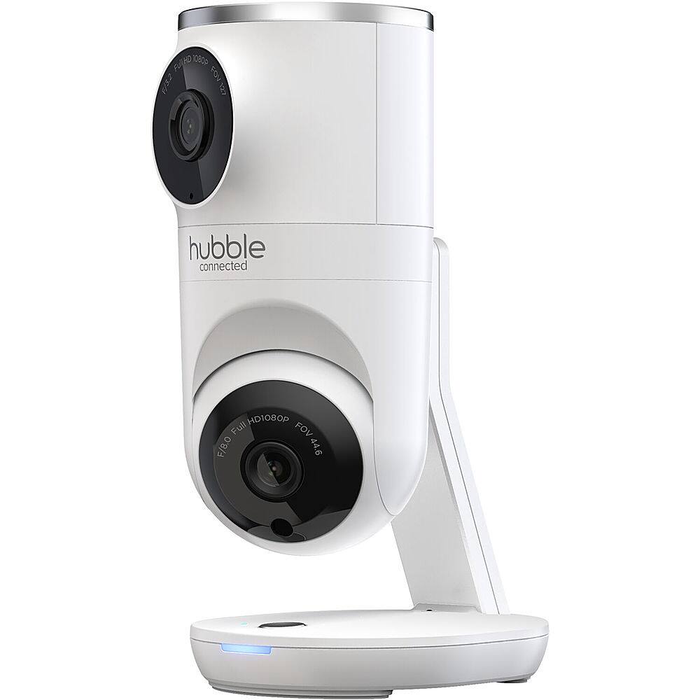 Angle. Hubble Connected - Nursery Pal Dual Vision Smart Camera Wi-Fi Baby Monitor with AI Motion Tracking - White.