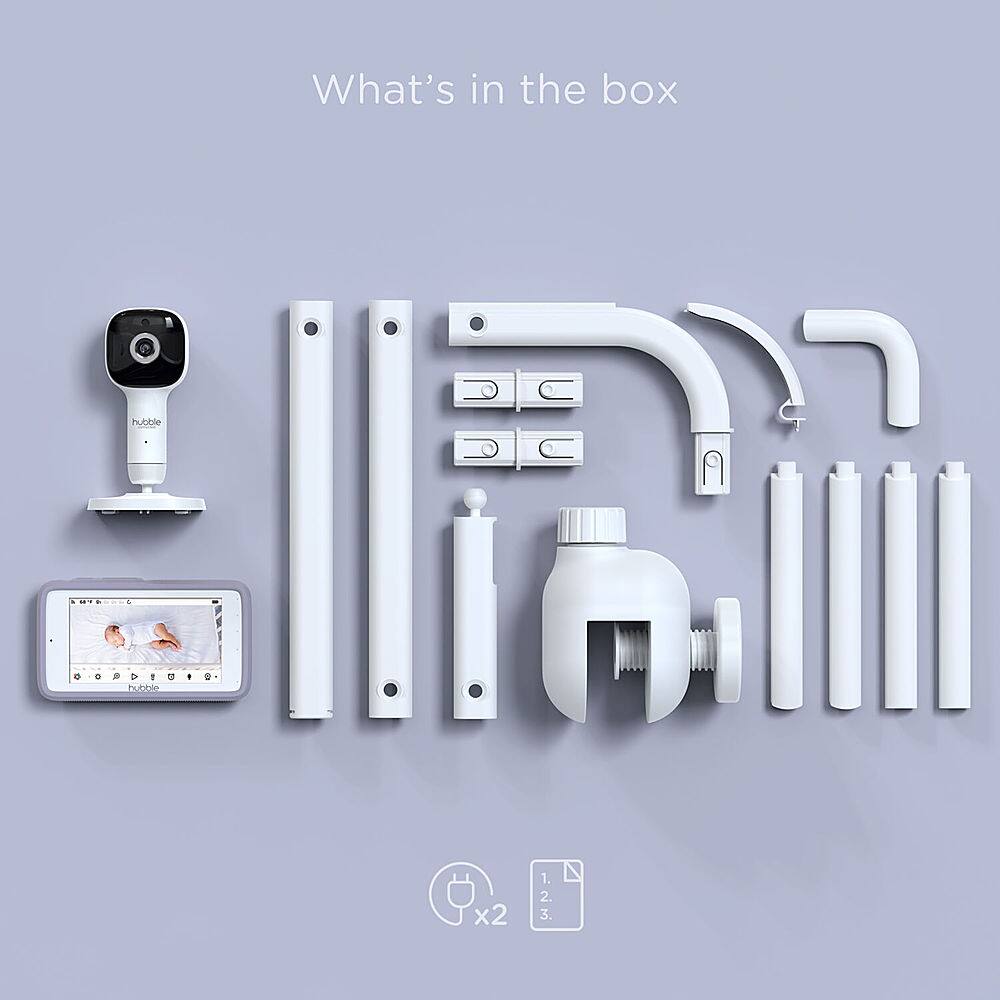 Angle. Hubble Connected - SkyVision Pro AI-Enhanced HD Smart Camera Baby Monitor, Travel-Friendly Parent Unit, Crib Mount, and Covered Face Alert - White.