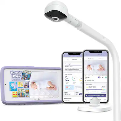 Front. Hubble Connected - SkyVision Pro AI-Enhanced HD Smart Camera Baby Monitor, Travel-Friendly Parent Unit, Crib Mount, and Covered Face Alert - White.