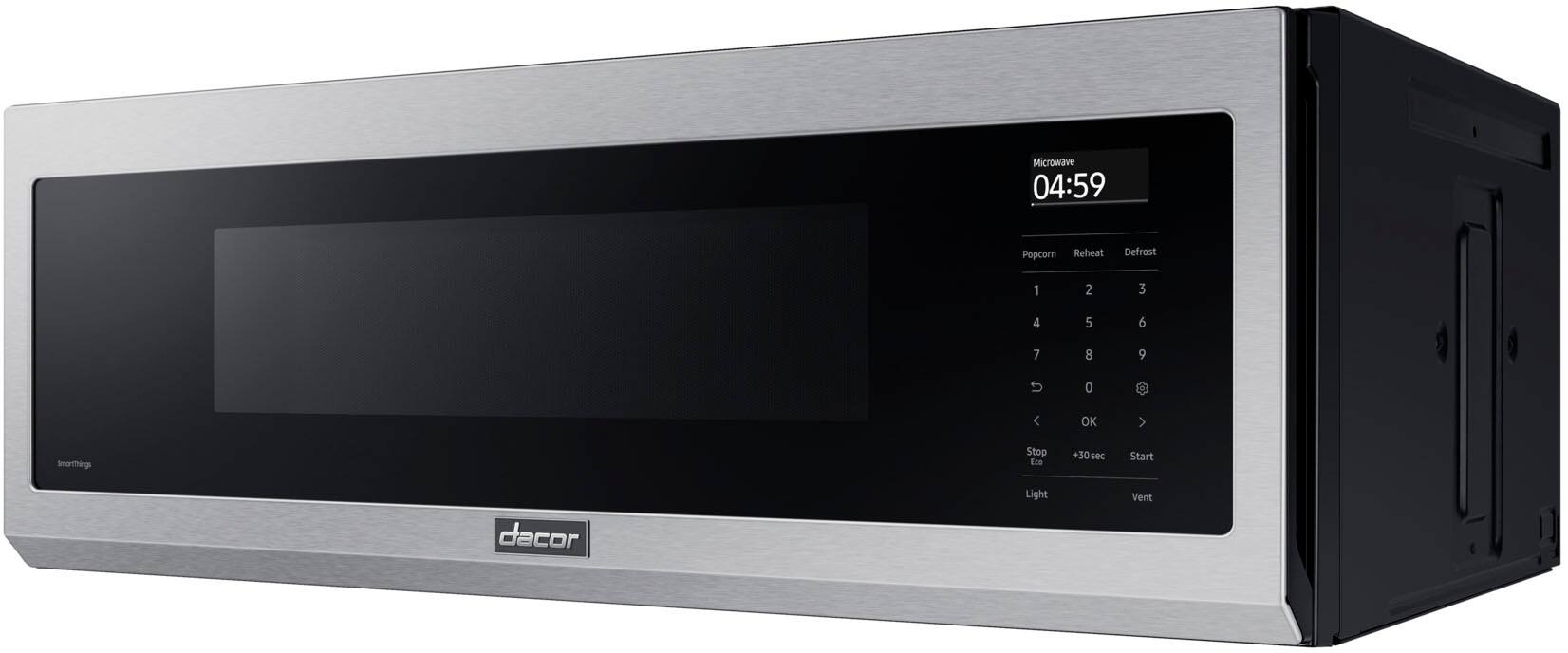 Angle. Dacor - 1.1 Cu. Ft. Over-The-Range 30" Slim Microwave with Sensor Cooking and Bar LED Lighting - Silver Stainless Steel.